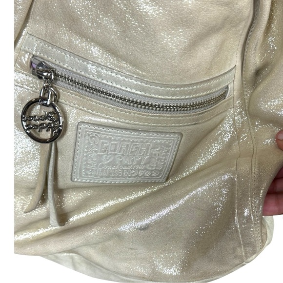 Rare Coach Poppy Metallic Champagne Leather Shoulder Hobo Bag Style 16374 - Picture 14 of 16